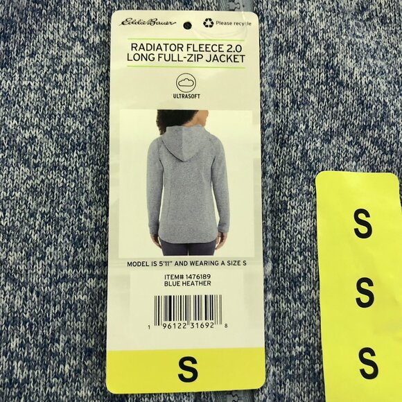 Eddie Bauer Radiator Fleece 2.0 Hooded Full Zip Jacket Women Size S Blue Soft - Picture 14 of 16